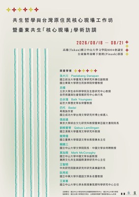共生哲學與台灣原住民核心現場工作坊暨臺東共生「核心現場」學術訪調 | 115/08/18-08/21Image